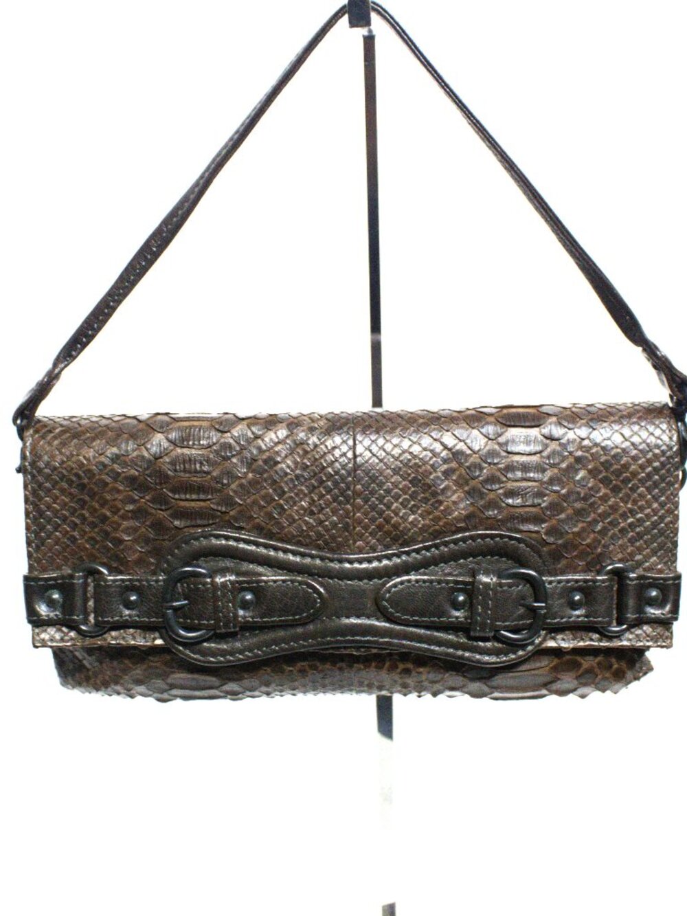 Abaco, Brown Python Exotic Skin, with Brown Leather Trim, Shoulder Bag